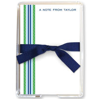 Grosgrain Ribbon Blue & Green Memo Sheets in Holder