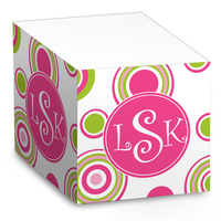 Caribbean Circles Pink & Green Sticky Note Cube