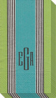 Blue and Green Stripe Caspari Guest Towels
