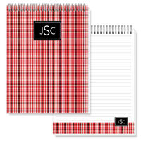 Red Plaid Jumbo Spiral Top Notepads