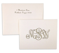 London Monogram Foldover Note Cards on Triple Thick Stock