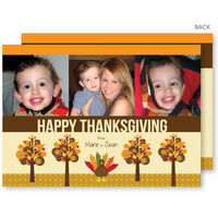 Turkey and Trees Thanksgiving Photo Cards