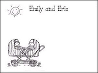 Double Stroller Stick Figure Note Cards