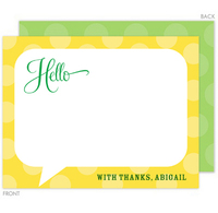 Yellow Hello Bubble Flat Note Cards