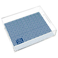 Nautical Blue Greek Key Small Lucite Tray by Jonathan Adler