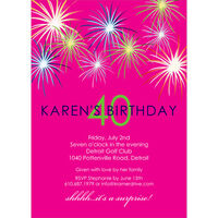 Hot Pink Fireworks Party Invitations