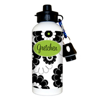 Black and Lime Flower Water Bottles