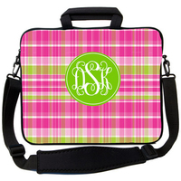 Preppy Pink and Green Laptop Bag