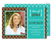 Brown and Turquoise Morrocan Tile Graduation Photo Announcements