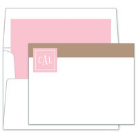 Peyton Pink Monogram Flat Note Cards