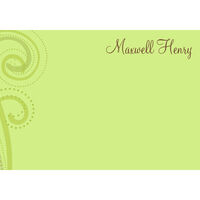 Green Swirl Flat Note Cards