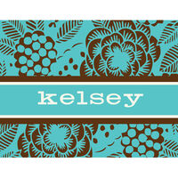 Teal Tropical Flowers Foldover Note Cards
