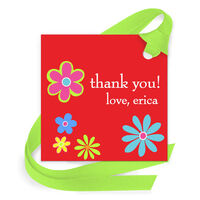 Flowers Gift Tags with Attached Ribbon
