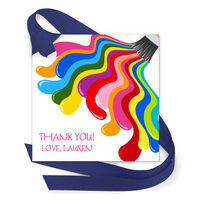 Painting Party Gift Tags with Attached Ribbon