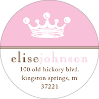 Pink Crown Round Address Labels