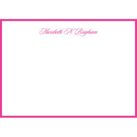 Hot Pink Hand-Bordered Flat Note Cards - Raised Ink
