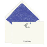 Elegant Note Cards with Engraved Playful Dolphin