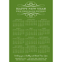 Green Calendar Greeting Holiday Cards