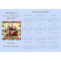Argyle on Blue Photo Calendar Holiday Cards