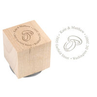 Linked Wedding Rings Wood Block Rubber Stamp