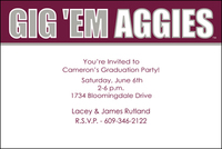 Texas A & M University Gig Em Aggies Invitations