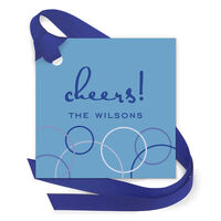 Blue Circles Gift Tags with Attached Ribbon