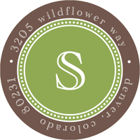 Cilantro and Brown Round Address Labels