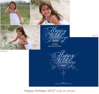 Happy Holidays Blue 3 Photo Holiday Cards