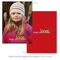 Peace Love Joy Red Photo Holiday Cards
