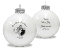 Wedding Photo Ornament with Your Text Choice