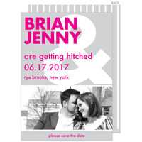 Pink and Gray Ampersand Photo Save the Date Announcements