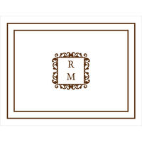 Decorative Brown Initials Foldover Note Cards