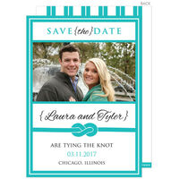 Teal Blue Tie the Knot Photo Save the Date Announcements