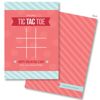 Pink Tic-Tac-Toe Valentine Exchange Cards