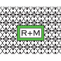 Black and Green Initials Foldover Note Cards