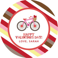 Pink Bicycle Valentine Seals
