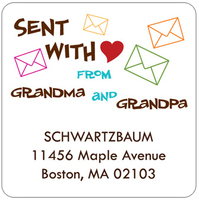 Sent with Love Grandma and Grandpa Address Label