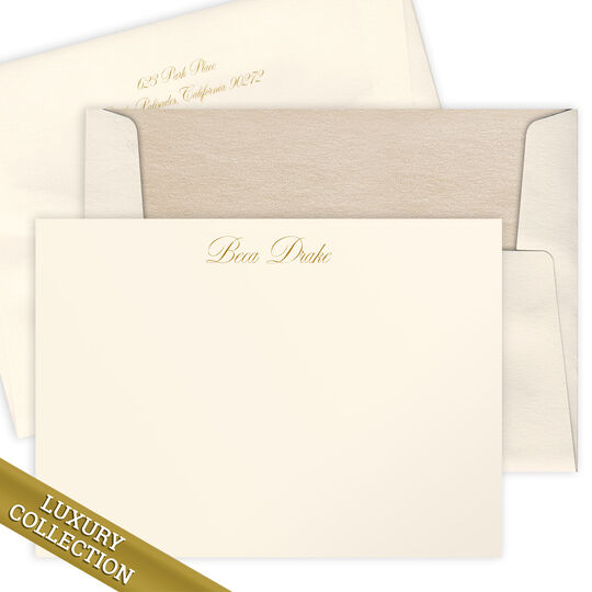 Personalized Luxury Drake Flat Note Card Collection on Triple Thick Stock