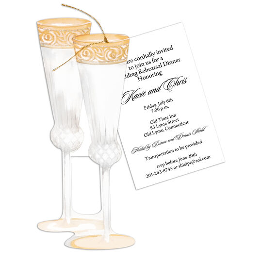 Personalized Champagne Flutes Diecut Invitations