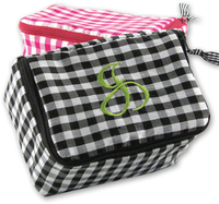 Silk Gingham Embroidered Initial Jewlery Case
