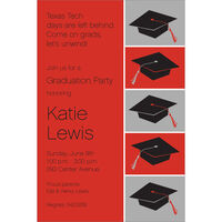 Red and Grey Graduation Caps Invitations