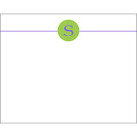 Green Large Monogram Circle Flat Note Cards