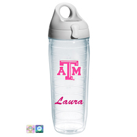 Texas A&M University Personalized Neon Pink Water Bottle