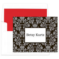 Black and Grey Viney Flowers Foldover Note Cards