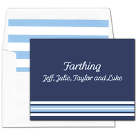 Navy with Pale Blue Stripes Foldover Note Cards