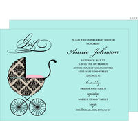 Pink Fancy Carriage Baby Shower Invitations