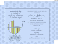 Blue Striped Carriage Baby Shower Invitations