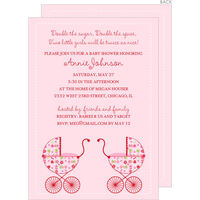 Twin Floral Garden Carriage Baby Shower Invitations