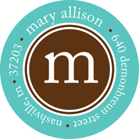 Turquoise Modern Initial Round Address Labels