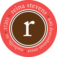 Coral Modern Initial Round Address Labels